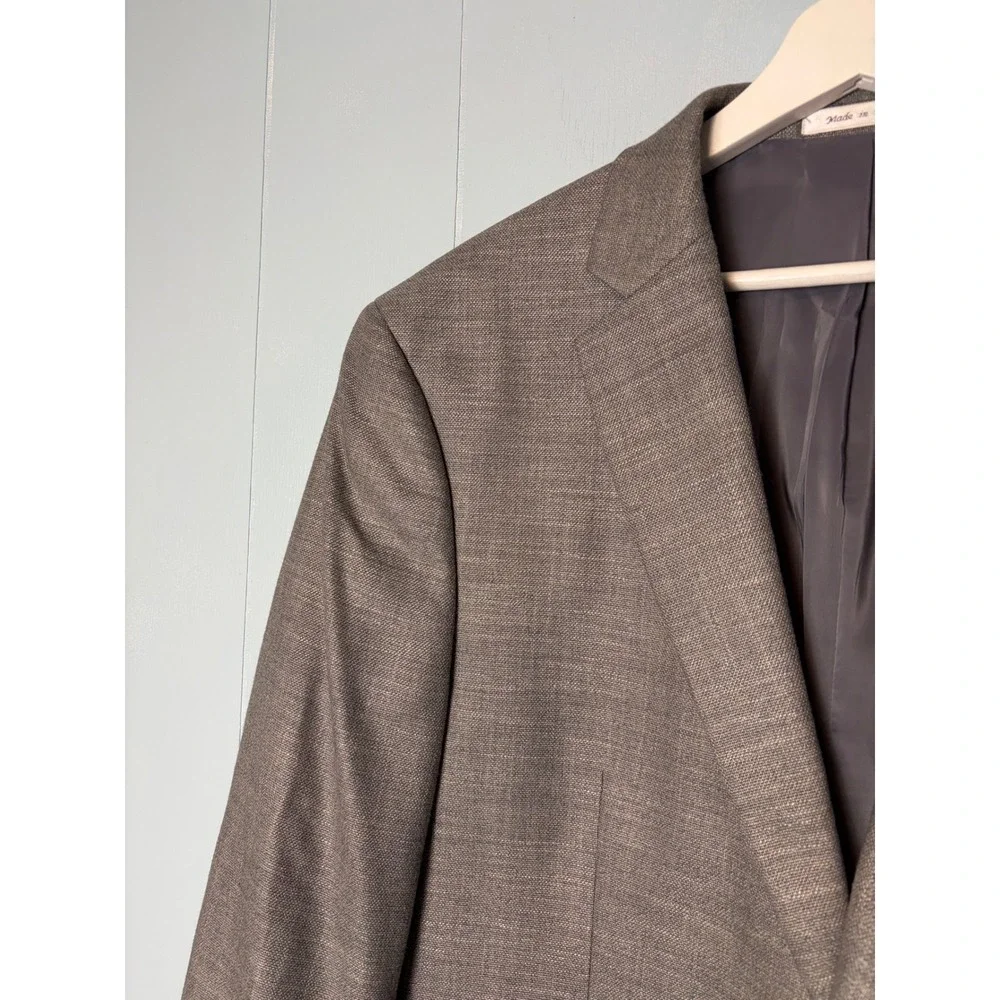 Van Heusen Flex Mens Slim Fit Blazer Gray Textured Sport Coat 46R Stretch Linen